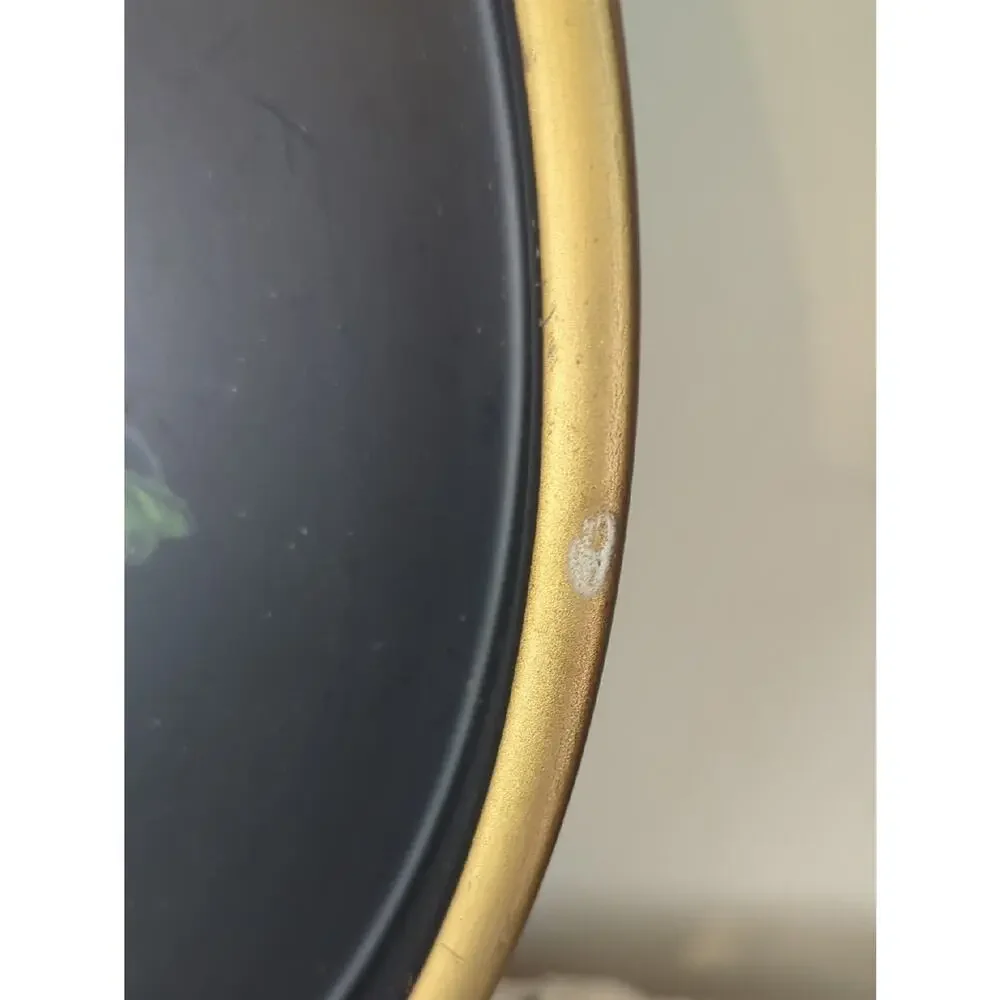 Vintage Handpainted Tole Style   Black Lacquer Metal Serving Tray Wall Decor